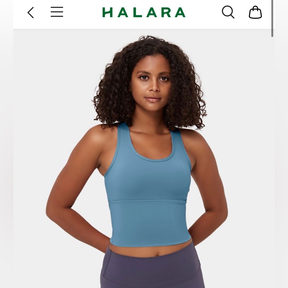 Halara In My Feels Cloudful U Neck Racerback Cut Out Yoga Tank Top blue - small